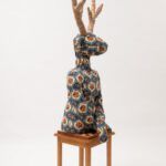 Make Me Majestic 2023 168 x 80 x 50 cm. Stool, chessboard, fabric and thread