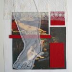 Lessons from Art History – Women get Ogled 35 x 27 cm Book Illustration, art postcard, fabric and thread